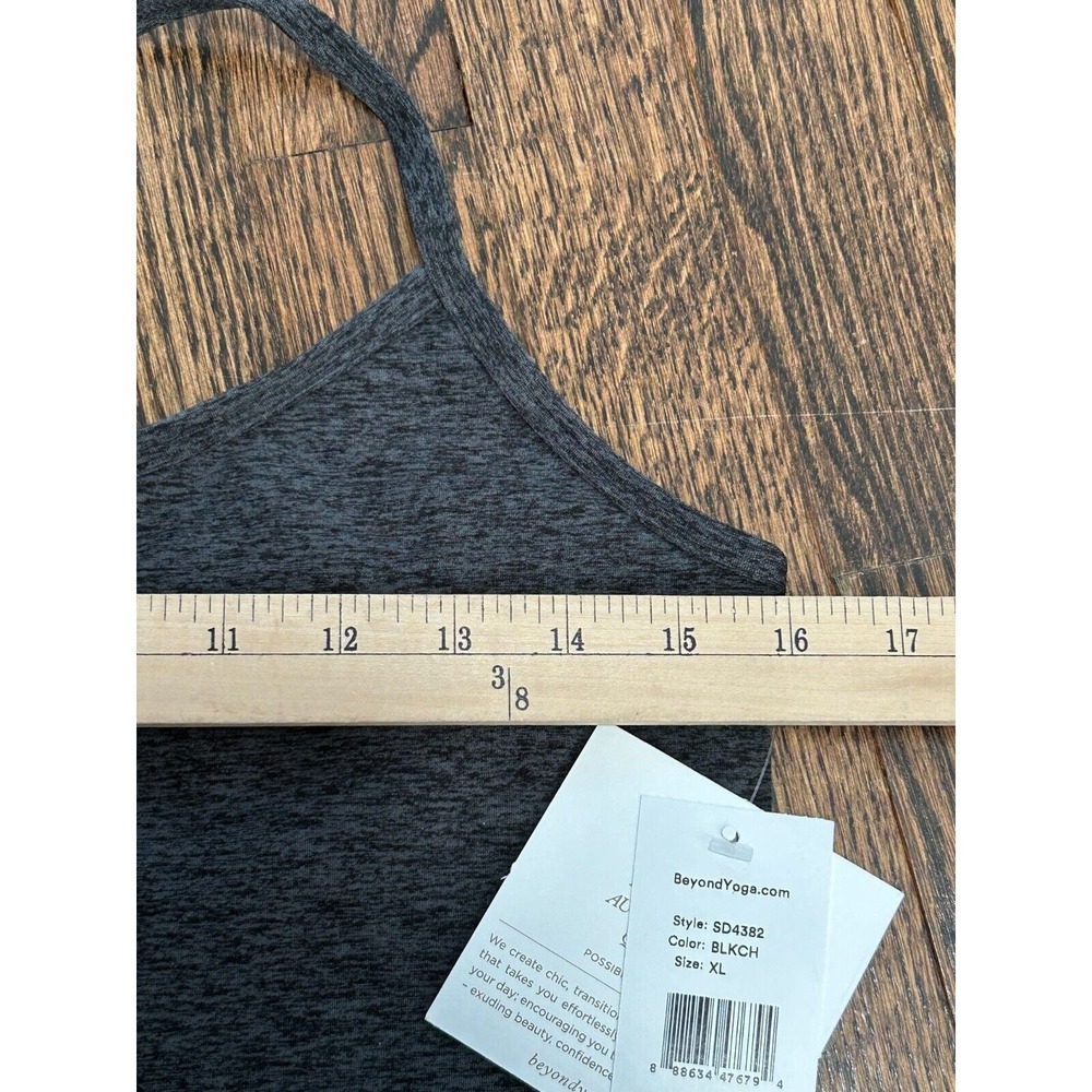 NWT Beyond Yoga Black‎ Charcoal Spacedye Slim Racerback Cropped Tank Top Size XL - Picture 7 of 8